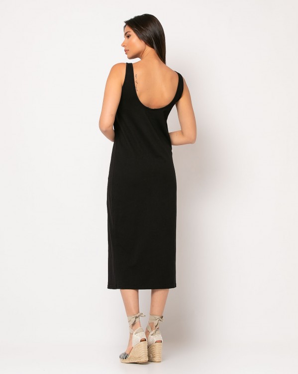 Φόρεμα αμάνικο με χαμηλή πλάτη Μαύρο 