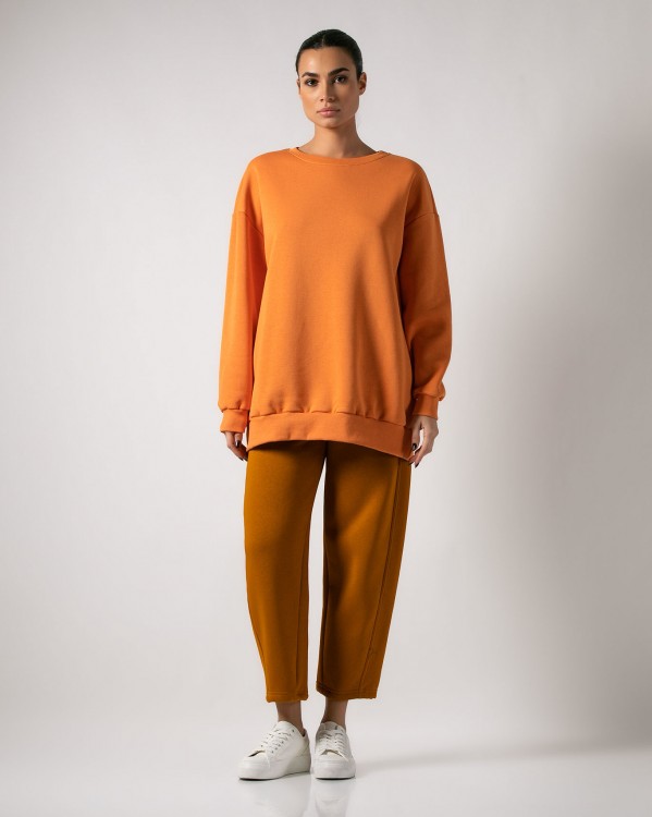 Μπλούζα φούτερ χνούδι Πορτοκαλί 