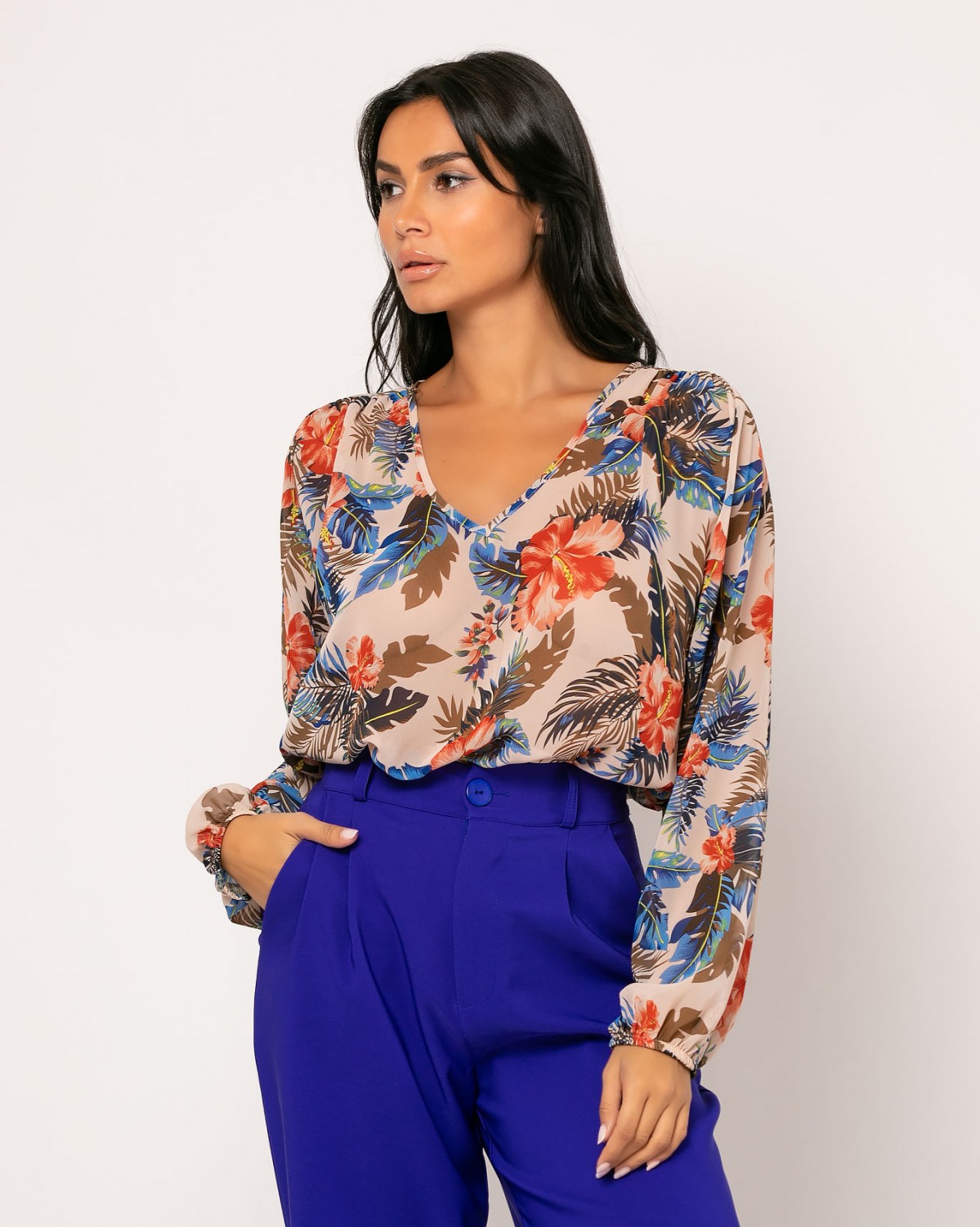 Μπλουζοπουκάμισο εμπριμέ με "V" Cream