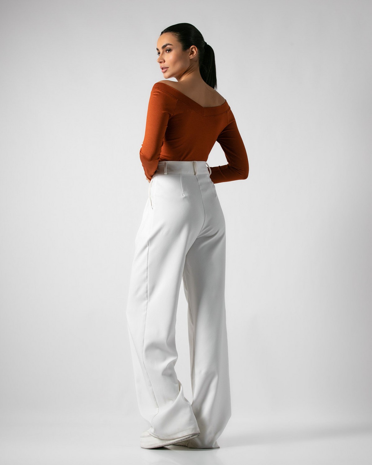 Μπλούζα Viscose με "V" μπροστά και πίσω Κανέλα σκούρο  