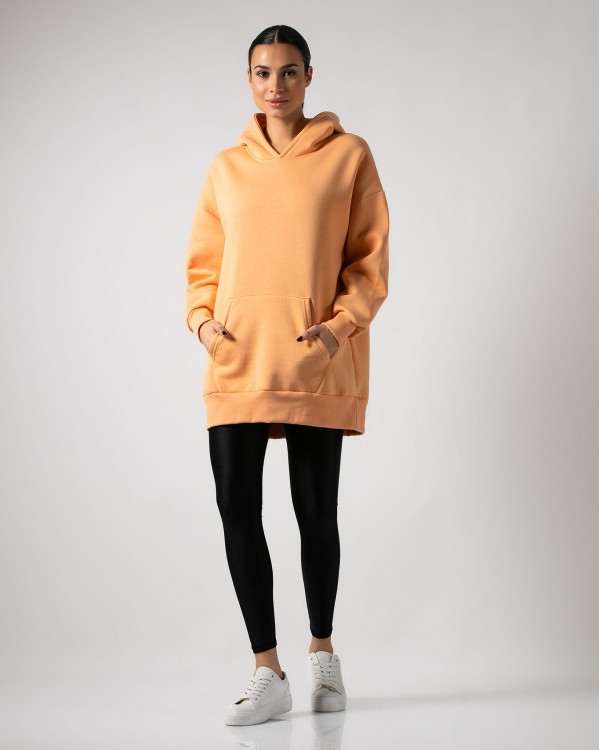 Μπλούζα φούτερ χνούδι oversized με κουκούλα Apricot