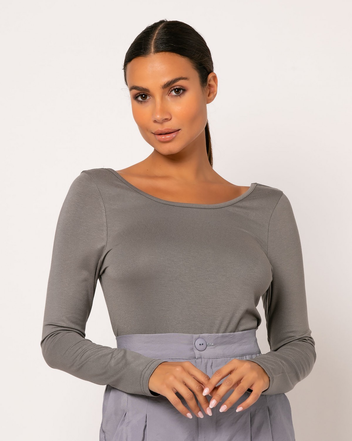 Μπλούζα μακρυμάνικη με χαμηλή πλάτη Έλεφαντ