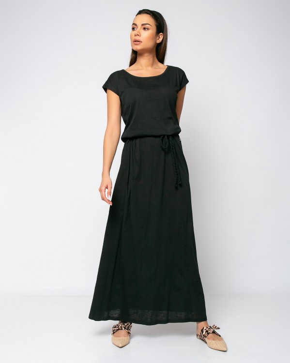 Φόρεμα maxi με ζώνη Μαύρο