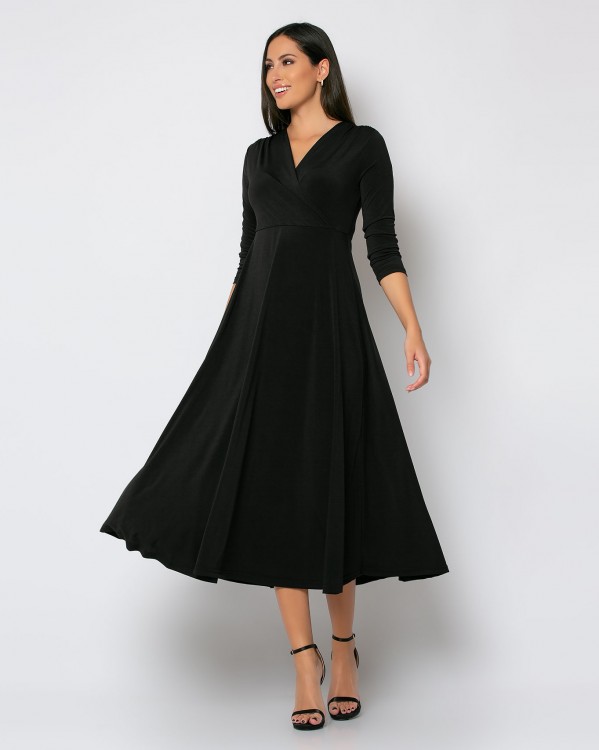 Φόρεμα κρουαζέ σούπερ ζέρσεϊ Μαύρο 