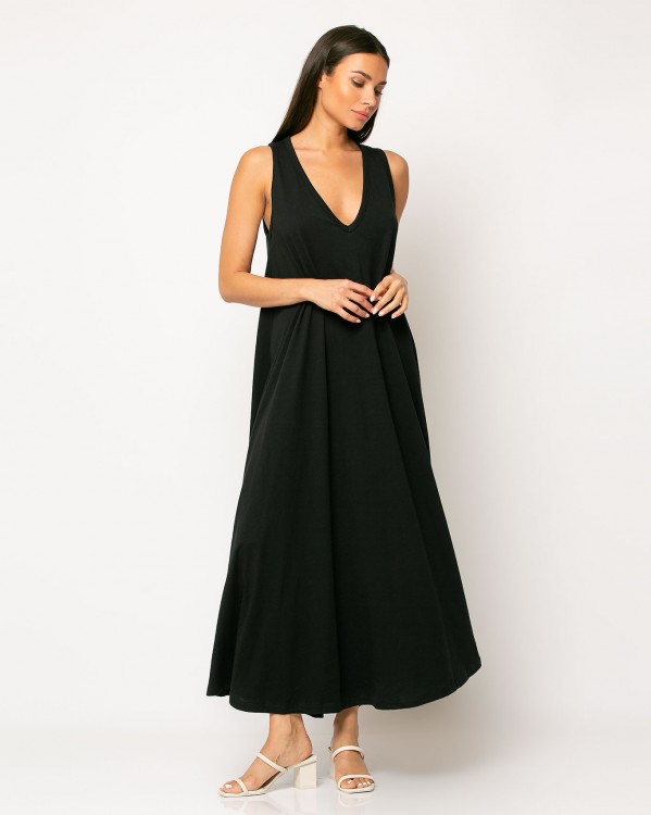 Φόρεμα με V Μαύρο