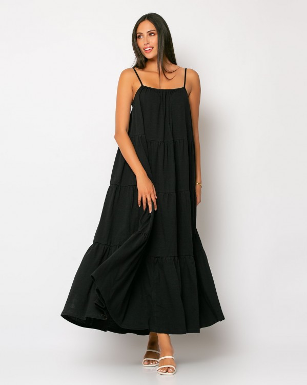 Φόρεμα με βολάν Μαύρο