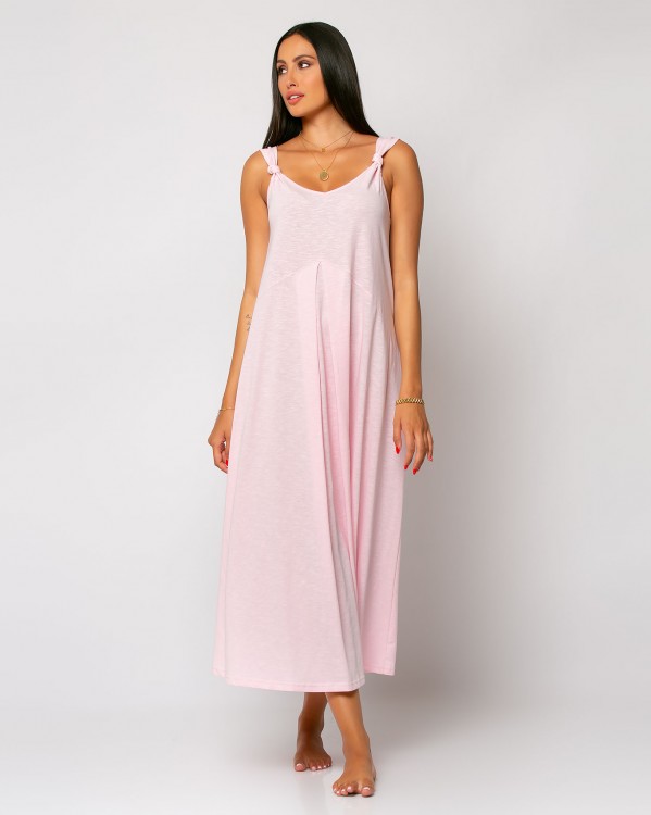 Φόρεμα με κουφόπιετα V Ροζ Απαλό