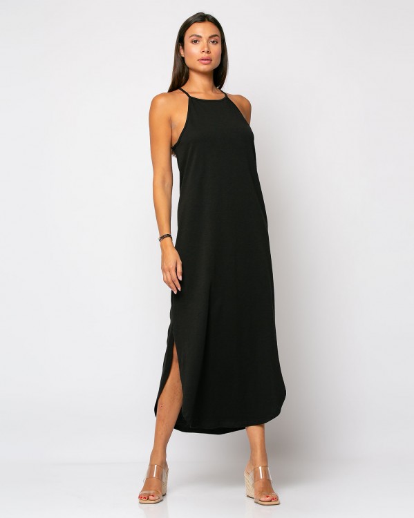 Φόρεμα με στρογγυλό τελείωμα Μαύρο