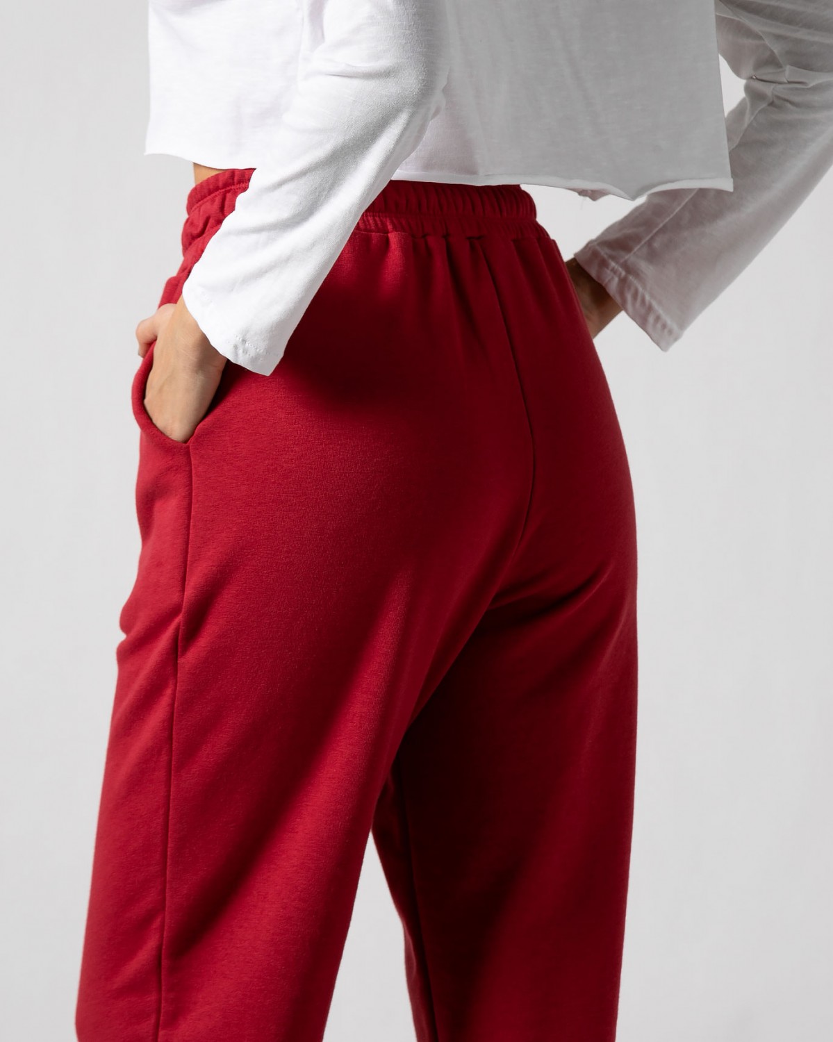 Παντελόνι φούτερ αχνούδιαστο στενό στο κάτω μέρος Cherry 