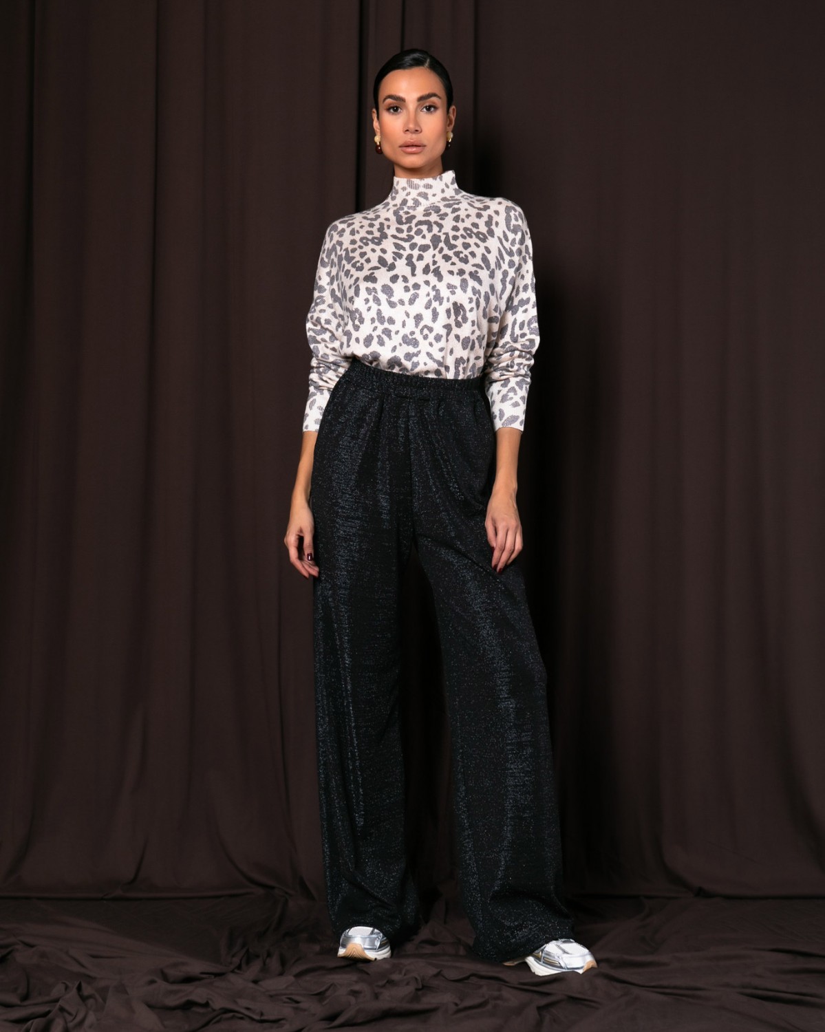 Παντελόνι λούρεξ με λάστιχο στην μέση Μαύρο 