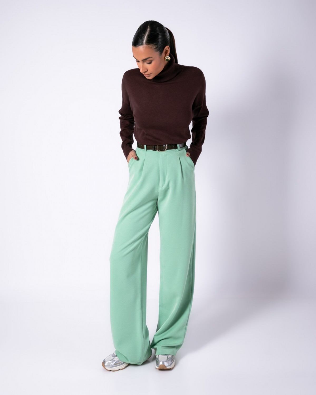 Παντελόνι ψηλόμεσο σε ίσια γραμμή Avocado