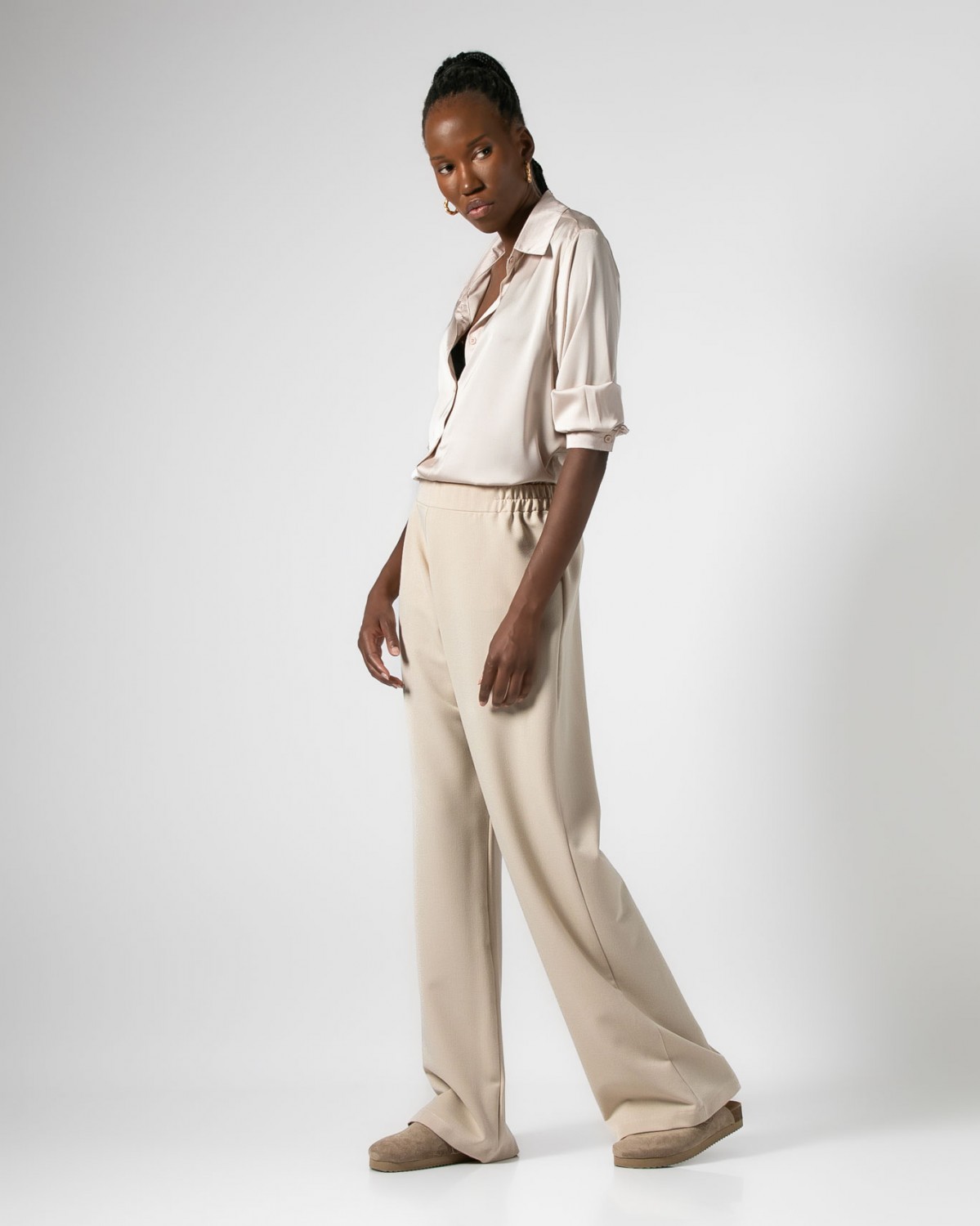 Παντελόνι με λάστιχο στην μέση Cream 