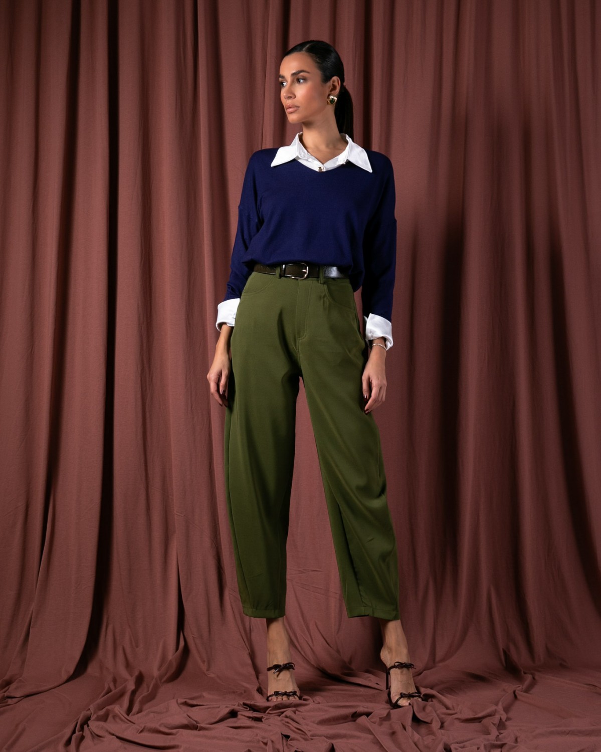 Παντελόνι ψηλόμεσο carrot fit Army