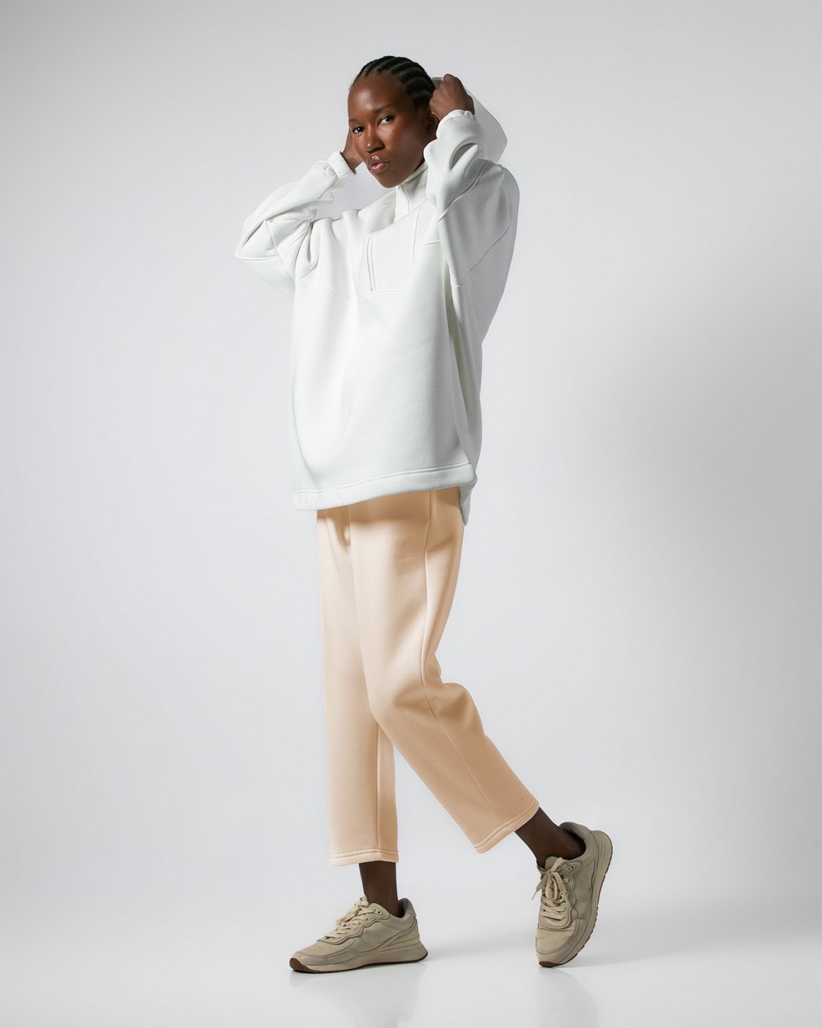 Φόρμα φούτερ αχνούδιαστο ίσια Σομόν