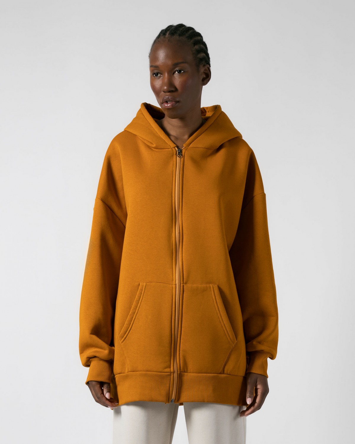 Ζακέτα φούτερ χνούδι oversized με κουκούλα Honey