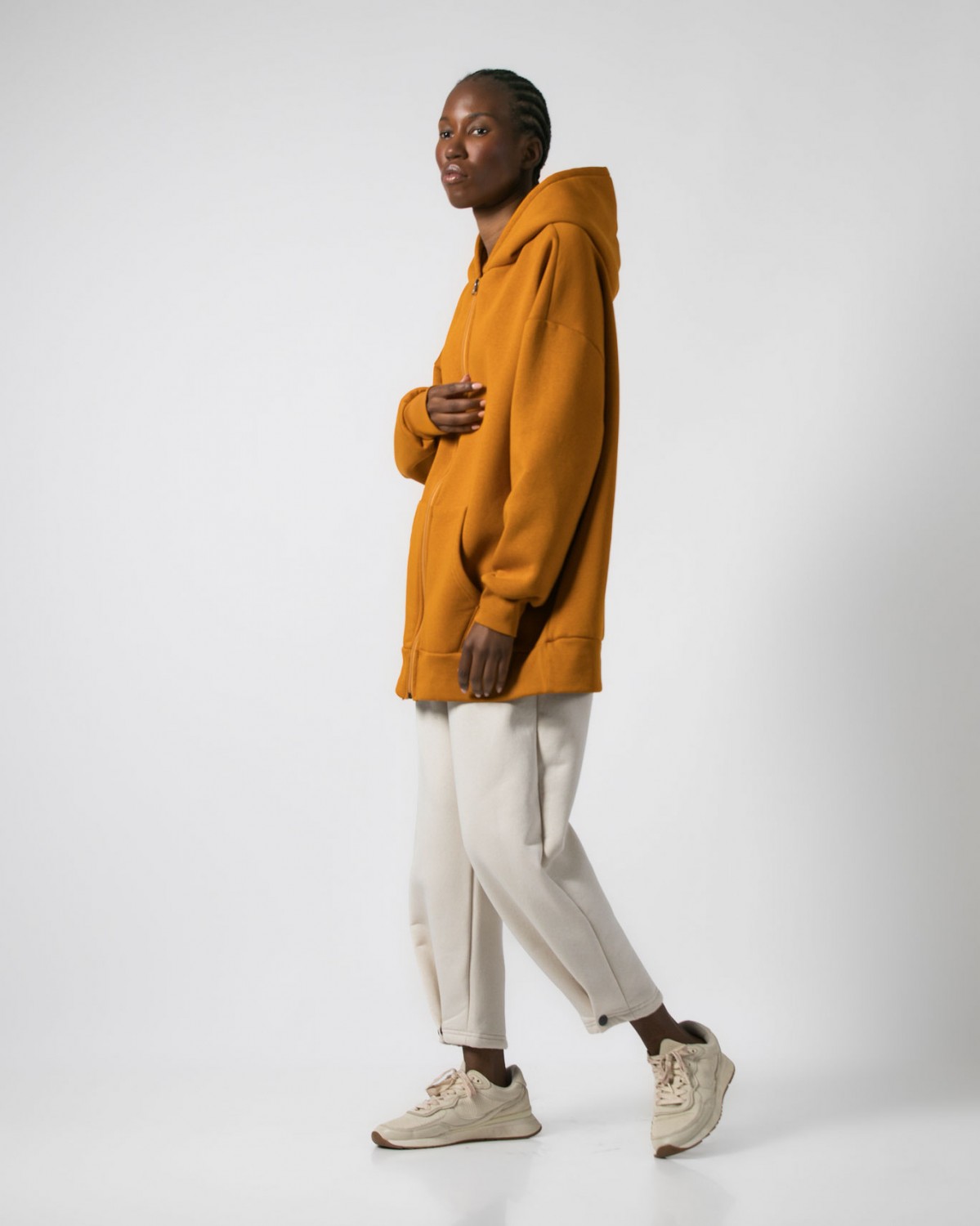 Ζακέτα φούτερ χνούδι oversized με κουκούλα Honey