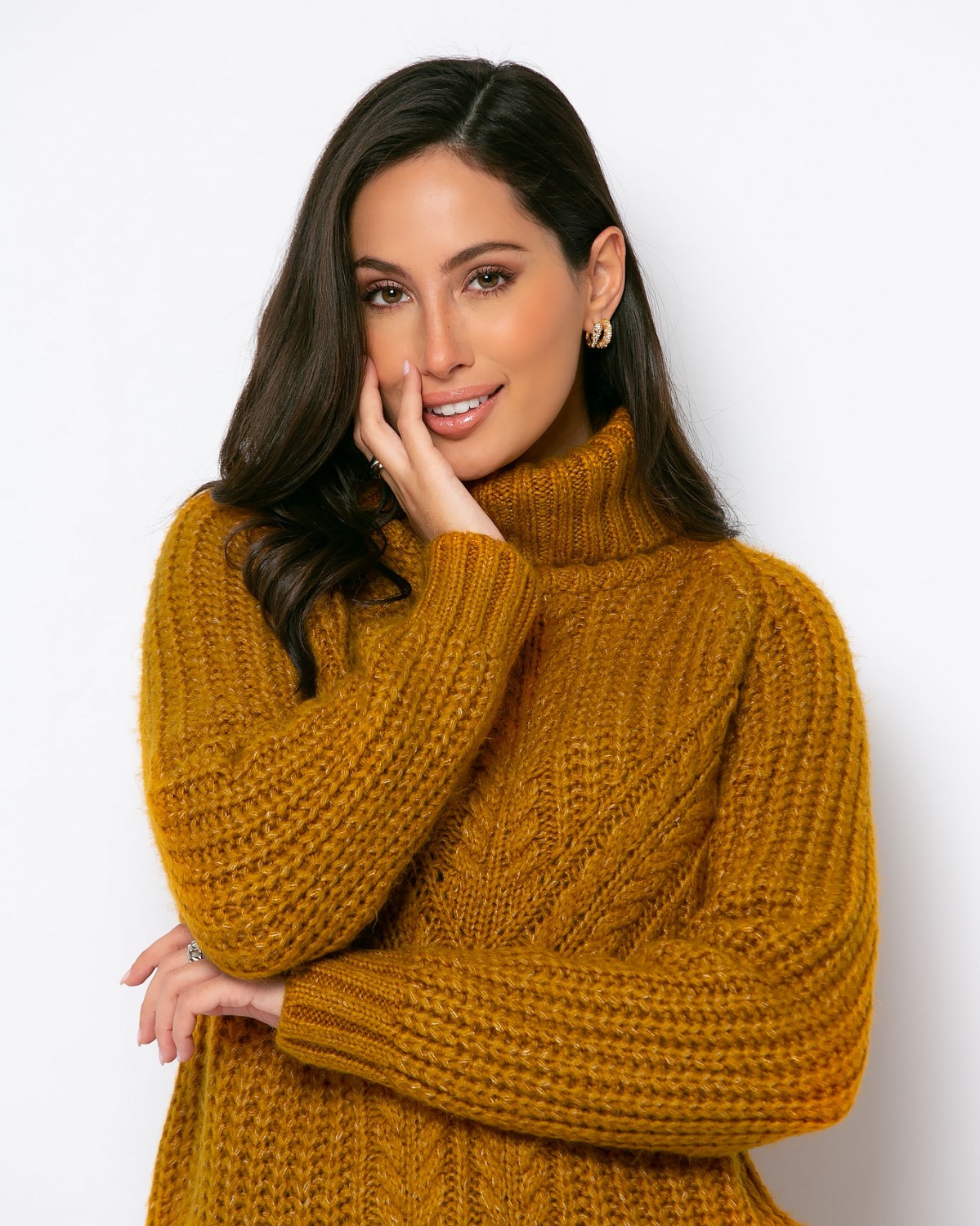 Μπλούζα πλεκτή ζιβάγκο με σχέδιο Μουσταρδί 