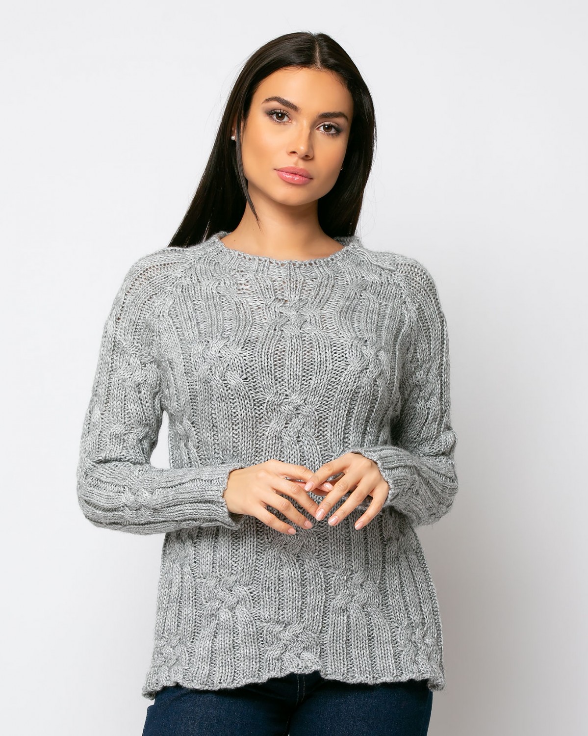 Μπλούζα πλεκτή με σχέδια Γκρι μελανζέ 