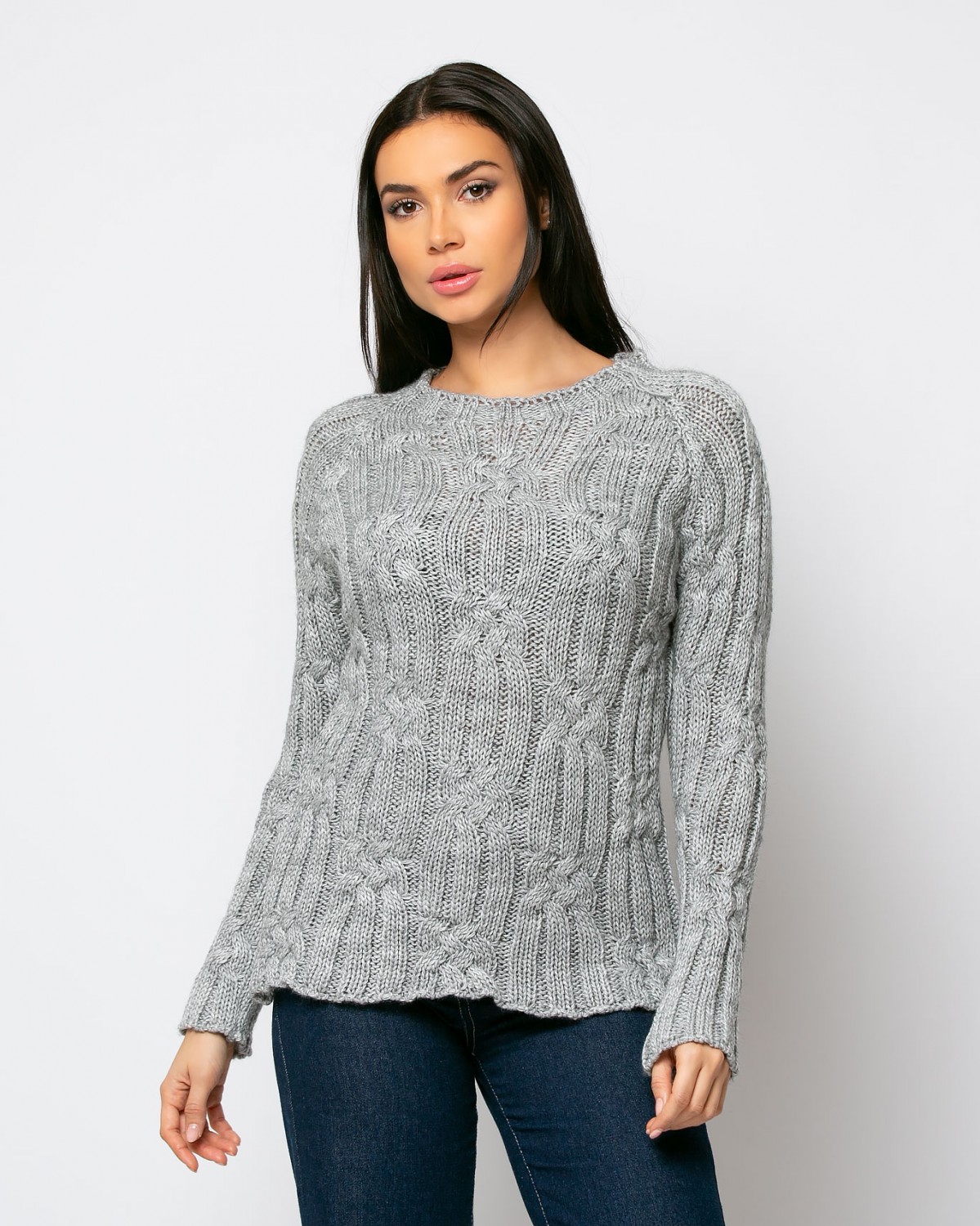 Μπλούζα πλεκτή με σχέδια Γκρι μελανζέ 