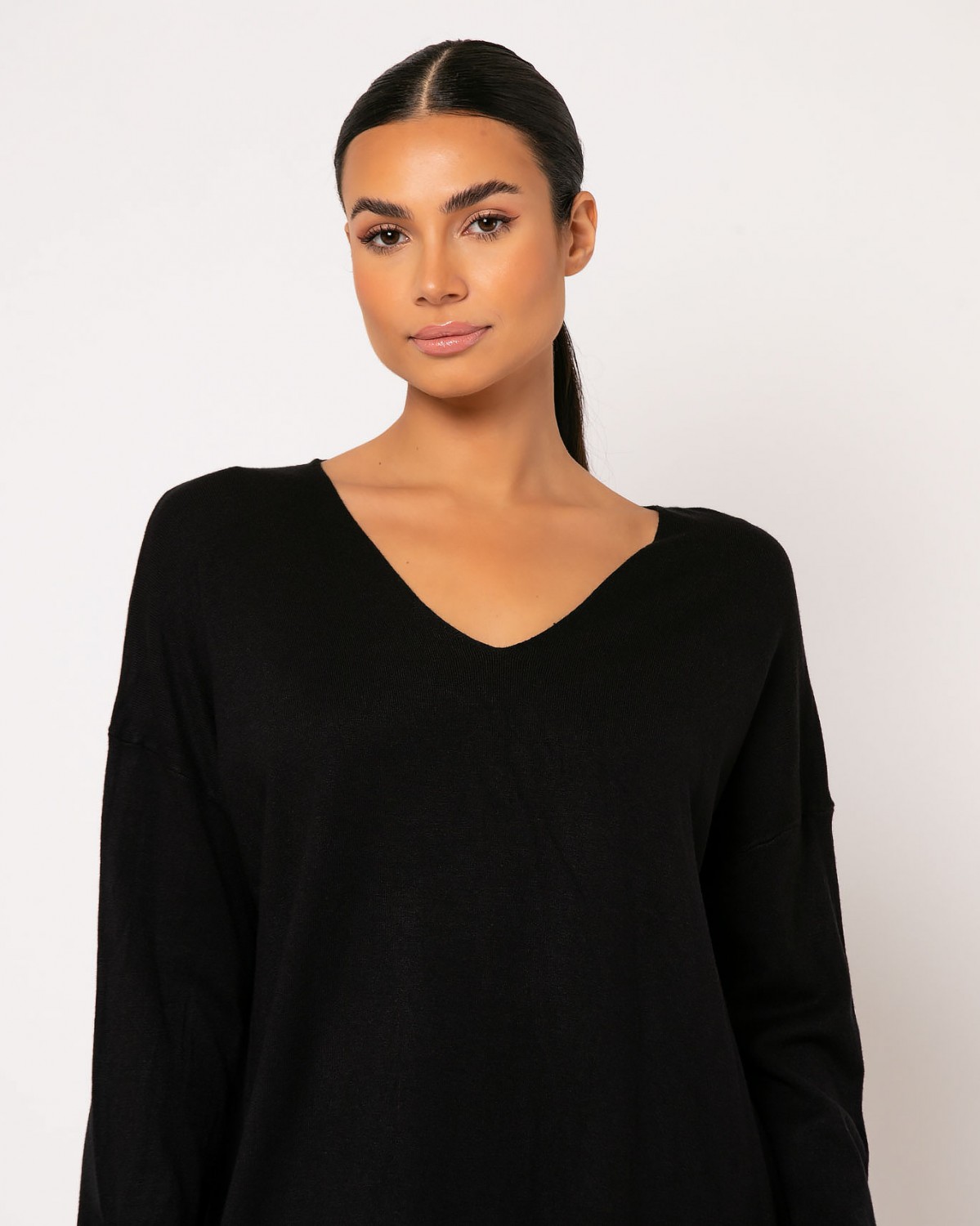 Φόρεμα ψιλό πλεκτό απαλή υφή μακρυμάνικο Μαύρο 