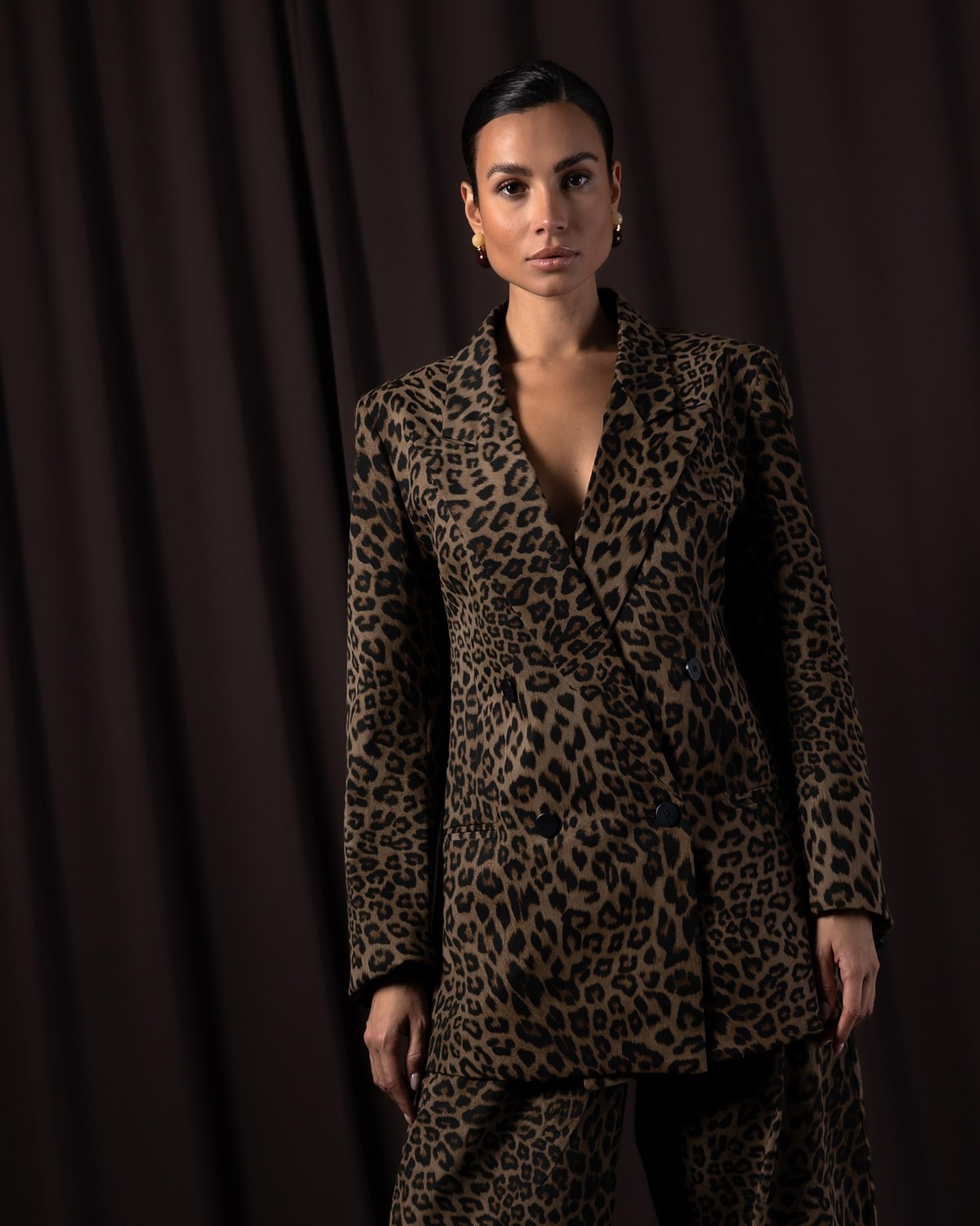 Σακάκι κλασικό σε animal print Leopar