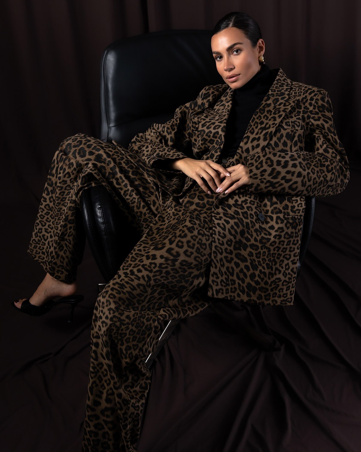 Σακάκι κλασικό σε animal print Leopar