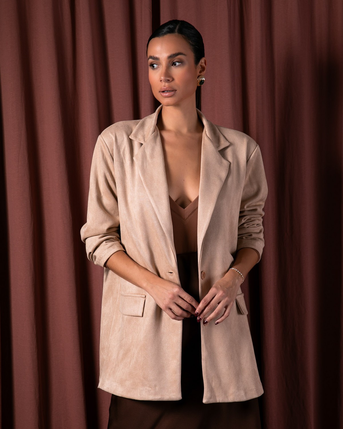 Σακάκι σουέτ Beige