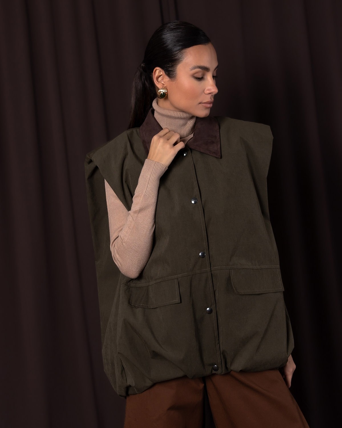 Bomber αμάνικο οversized Army