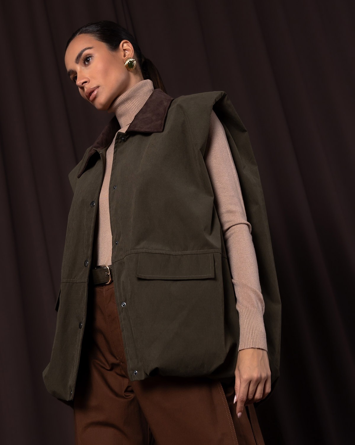 Bomber αμάνικο οversized Army