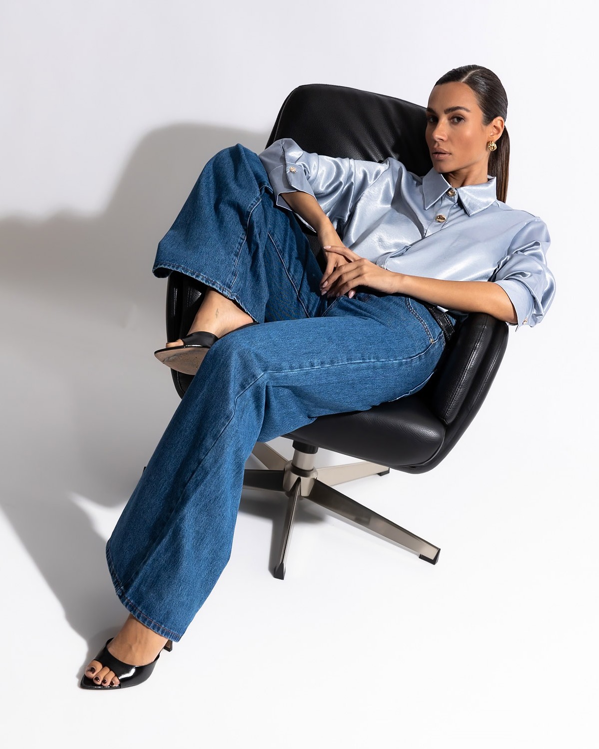 Jean ψηλόμεσο flared leg Denim