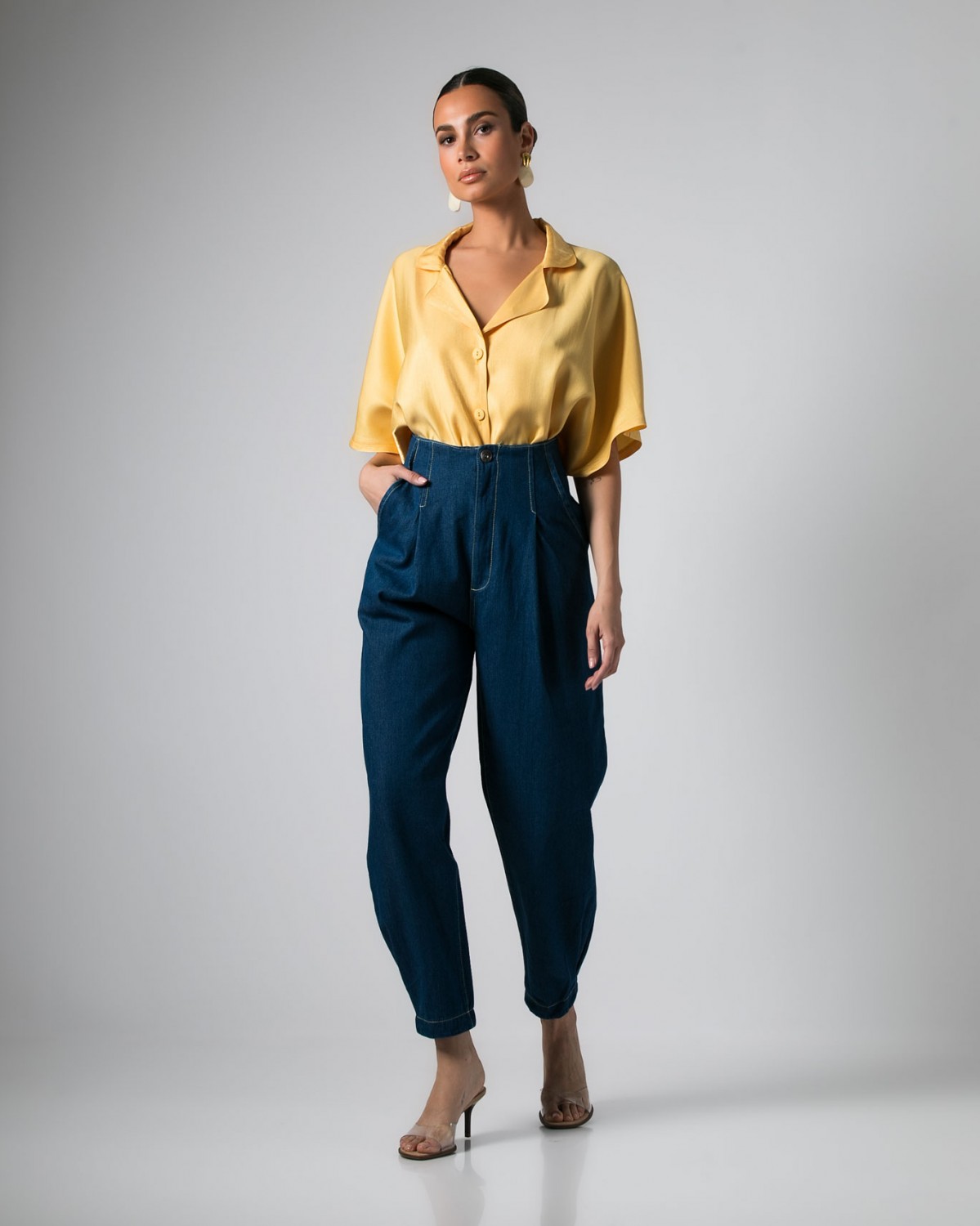 Jean loose με κουφόπιετες Denim